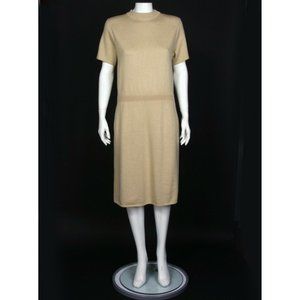 Vintage 60s Laura Alyzia Mod Sunflower Ochre Knit Cottagecore Dress size M - 532